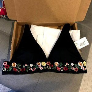 Johnny Was Floral Embroidered Bikini Top